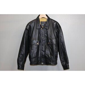 VTG U2 Wear Me Out Men’s Size M Leather Bomber Jacket With Gold Quilted Liner
